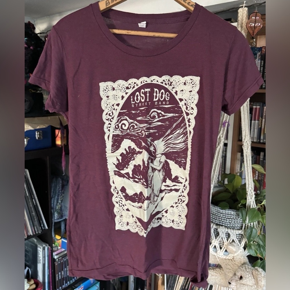 Lost Dog Street Band - Woman Large Ladies Tee On Tultex Dark Country Folk Punk